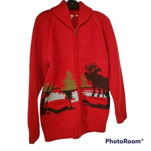 !!!RARE!!! Vintage ISAAC MIZRAHI Red Moose Cowichan Wool Zip Cardigan, Size M
